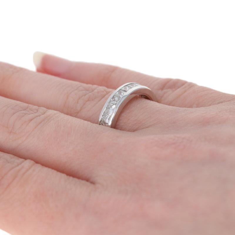 White Gold Diamond Wedding Band, 14 Karat Princess Cut 1.10 Carat Men's Ring 1