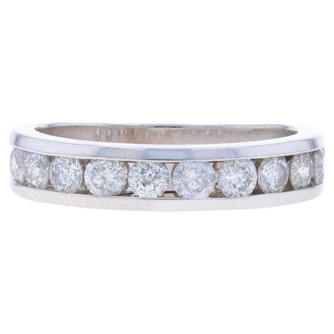 Weißgold-Diamant-Hochzeitsring - 14k runder 1,00ctw Kanalbesetzter Unisex-Ring im Angebot
