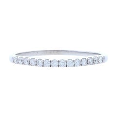 Vintage White Gold Diamond Wedding Band, 14k Round .20ctw Slight Contour Stackable Ring