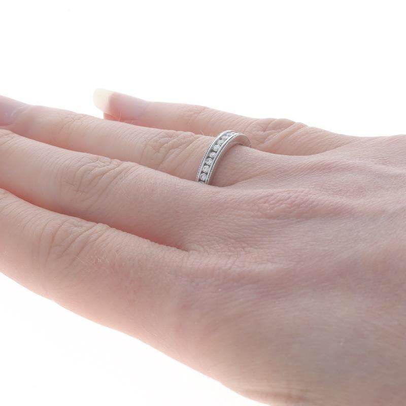 Women's White Gold Diamond Wedding Band - 14k Round .25ctw Channel Set Milgrain Ring For Sale