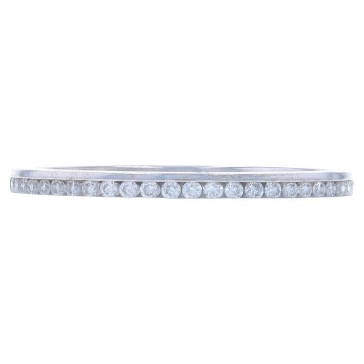 White Gold Diamond Wedding Band - 14k Round .26ctw Channel Set Ring SZ 5 3/4
