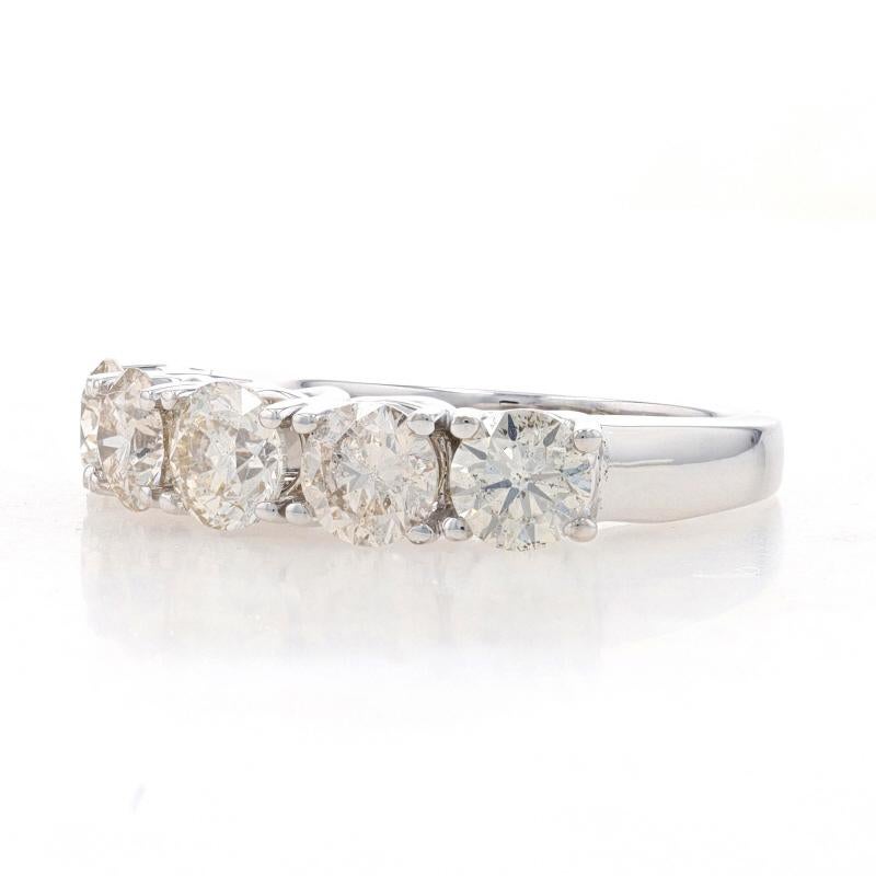 Round Cut White Gold Diamond Wedding Band - 14k Round 3.00ctw Five-Stone Anniversary Ring For Sale
