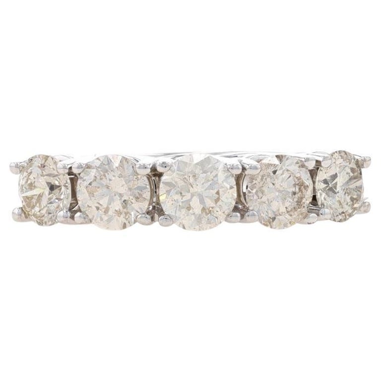 Vintage Five Stone Diamond Anniversary Band Ring 14K White Gold White Gold Diamond Five-Stone Anniversary Band - 14k Round .45ctw Wedding Ring main image 1