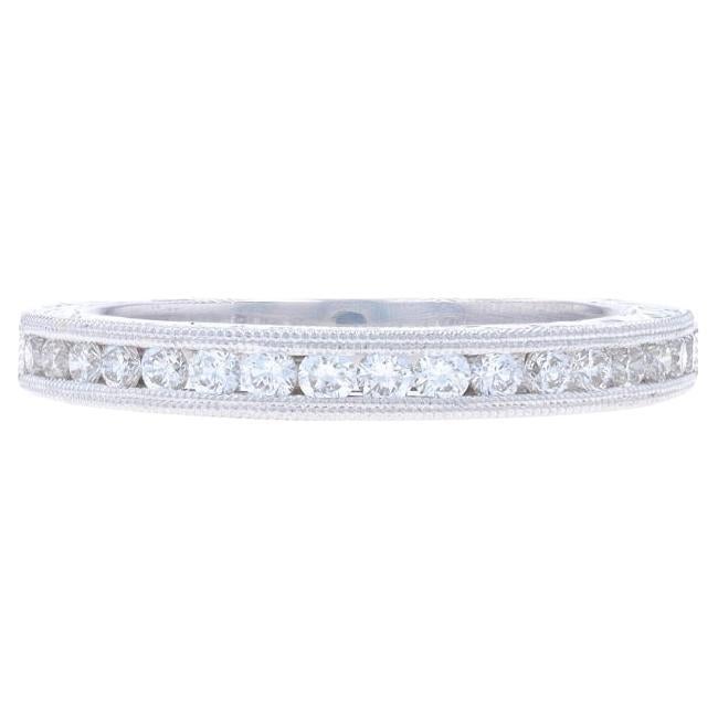 Fascia nuziale con diamanti in oro bianco - Anello rotondo da 0,34 ct. in 14k con incastonatura a canale SZ 7 in vendita