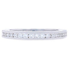 Fascia nuziale con diamanti in oro bianco - Anello rotondo da 0,34 ct. in 14k con incastonatura a canale SZ 7