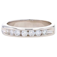 White Gold Diamond Wedding Band - 14k Round .48ctw Channel Set Seven-Stone Ring