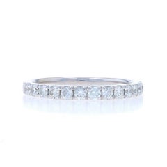 White Gold Diamond Wedding Band - 14k Round .52ctw French Set Stack Ring