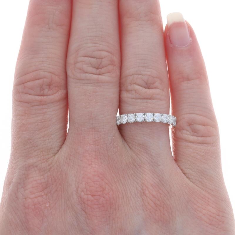 Taglio rotondo Fascia nuziale con diamante in oro bianco - Anello con diamante rotondo brillante da 1,00 ct. in 14k in vendita