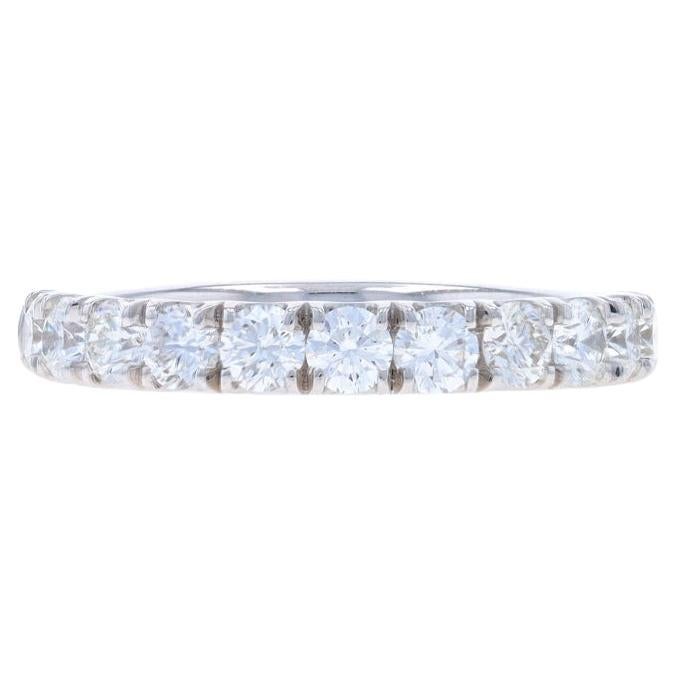 Alianza de oro blanco con diamantes - Anillo de 14k redondo brillante 1,00ctw engastado a la francesa