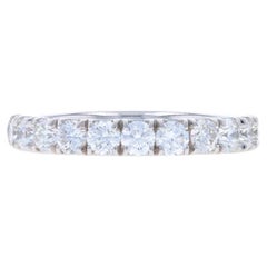 Alianza de oro blanco con diamantes - Anillo de 14k redondo brillante 1,00ctw engastado a la francesa