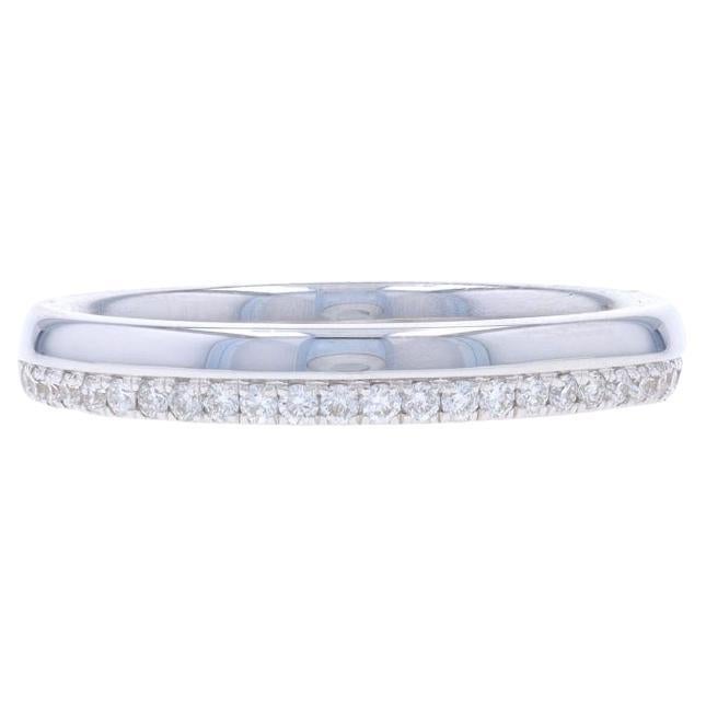 Alianza de boda de oro blanco con diamantes - 14k Alianza de boda redonda brillante .16ctw en venta