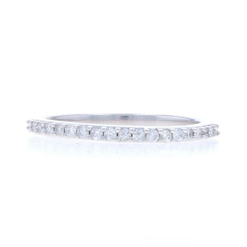 Size: 6
Sizing Fee: Up 1 size for $40

Metal Content: 14k White Gold

Stone Information

Natural Diamonds
Carat(s): .18ctw
Cut: Round Brilliant
Color: G - H
Clarity: I1

Total Carats: .18ctw

Style: Wedding Band with Stones

Measurements

Face