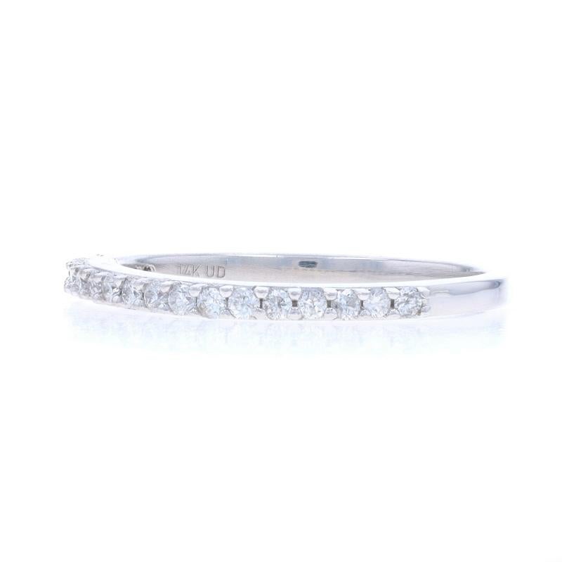 White Gold Diamond Wedding Band - 14k Round Brilliant .18ctw Ring In Excellent Condition For Sale In Greensboro, NC
