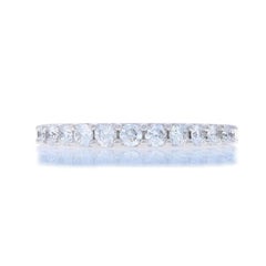 Alianza de oro blanco con diamantes - 14k Anillo apilable redondo brillante 2/3ctw