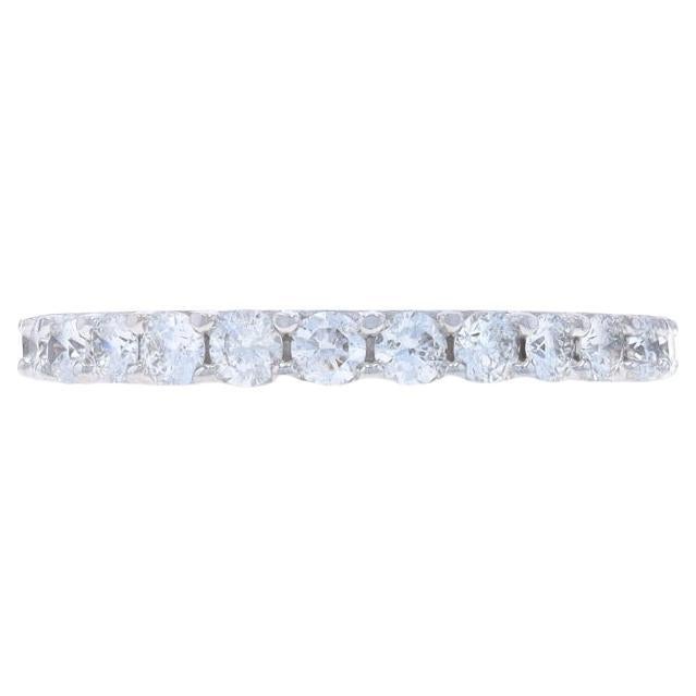 Fede nuziale in oro bianco con diamanti - Anello impilabile in oro 14k a brillante rotondo da 2/3ctw