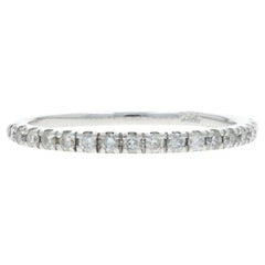 Fascia nuziale con diamanti in oro bianco - Anello con diamante tondo Brilliante .20ctw in oro bianco 14k