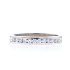 White Gold Diamond Wedding Band - 14k Round Brilliant .21ctw Channel Set Ring