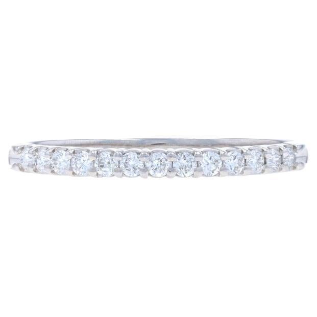 White Gold Diamond Wedding Band - 14k Round Brilliant .26ctw Stackable Ring
