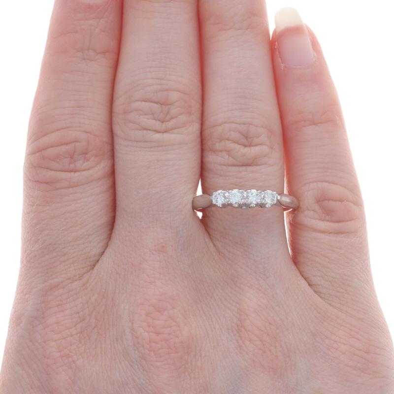 Round Cut White Gold Diamond Wedding Band - 14k Round Brilliant .28ctw Four-Stone Ring