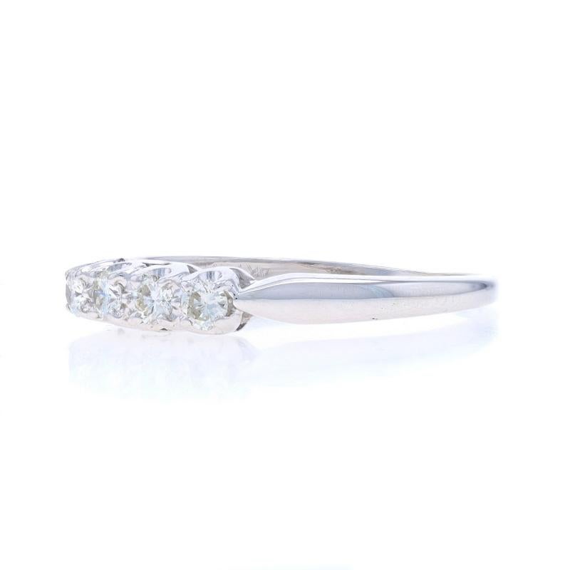 White Gold Diamond Wedding Band - 14k Round Brilliant .28ctw Four-Stone Ring In Excellent Condition In Greensboro, NC