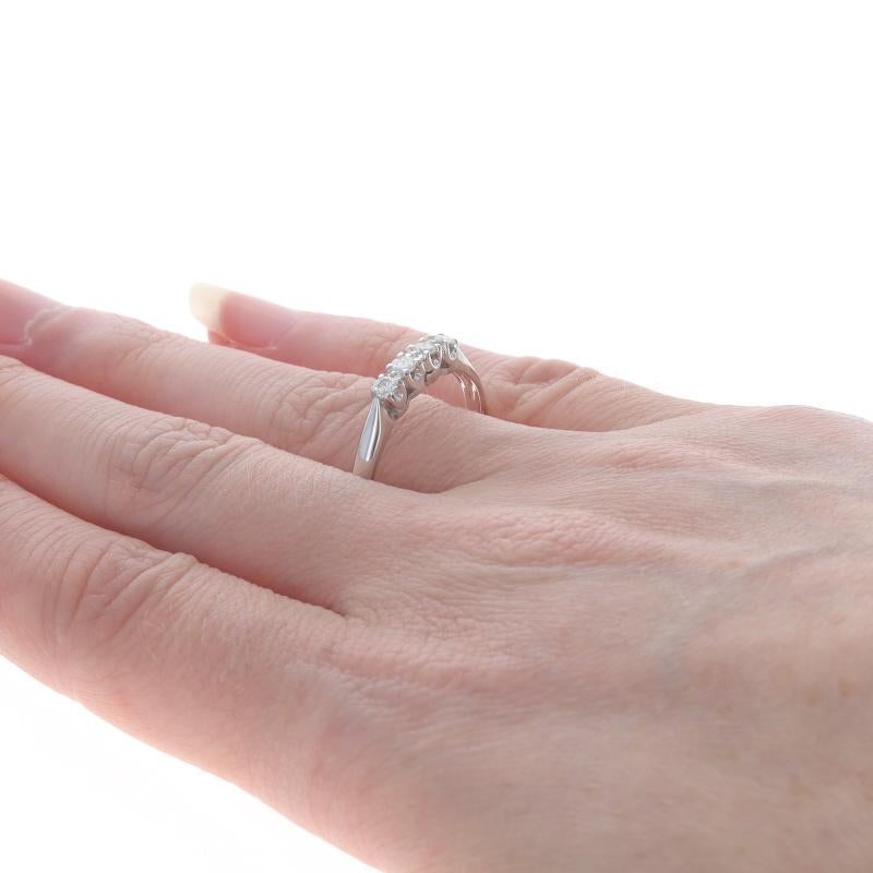 Women's White Gold Diamond Wedding Band - 14k Round Brilliant .28ctw Four-Stone Ring