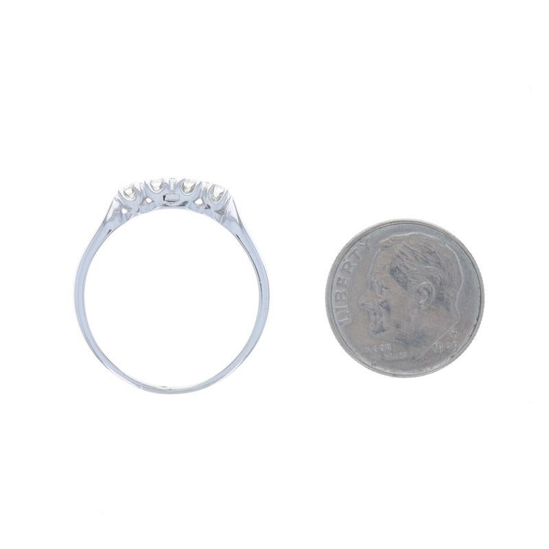 White Gold Diamond Wedding Band - 14k Round Brilliant .28ctw Four-Stone Ring 1