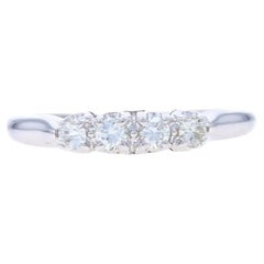 White Gold Diamond Wedding Band - 14k Round Brilliant .28ctw Four-Stone Ring