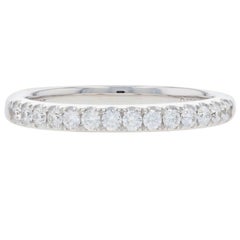 White Gold Diamond Wedding Band, 14k Round Brilliant .29 Carat Stackable Ring