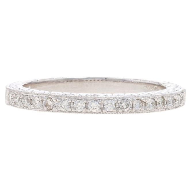 Weißgold Diamant Hochzeit Band 14k Runde Brillant .32ctw geätzte Milgrain Ring