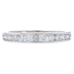 White Gold Diamond Wedding Band - 14k Round Brilliant .33ctw Channel Set Ring
