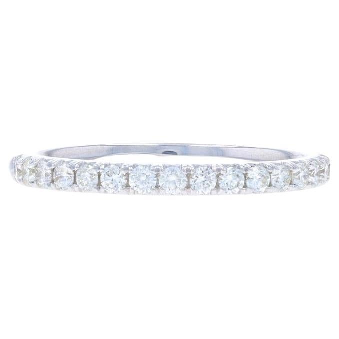 White Gold Diamond Wedding Band - 14k Round Brilliant .40ctw Ring For Sale