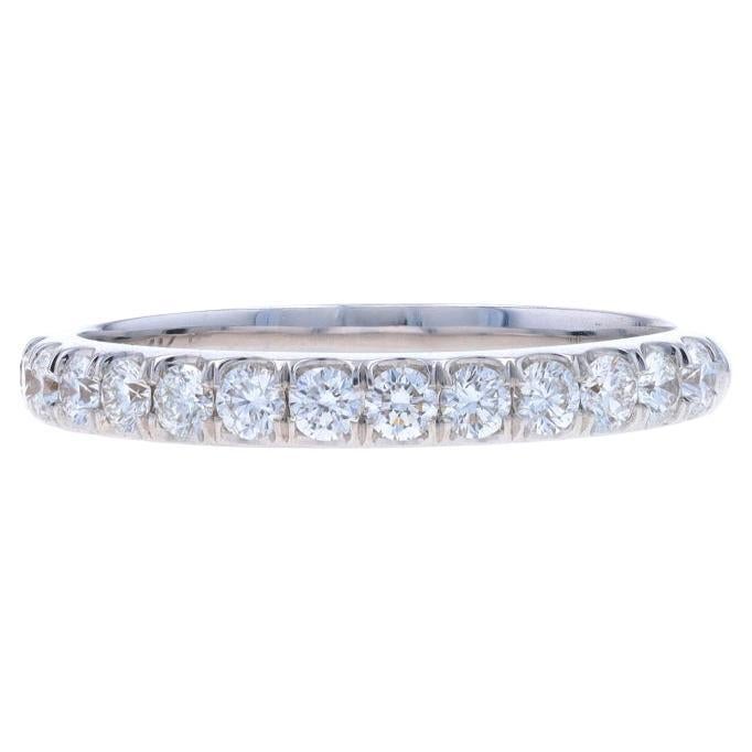 Alianza de oro blanco con diamantes - Anillo de 14k brillante redondo .49ctw engastado a la francesa