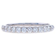 Fascia nuziale con diamante in oro bianco - Anello con diamante tondo Brilliante .50ctw in oro bianco 14k