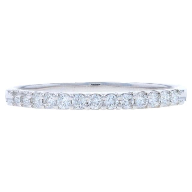 Alianza de oro blanco con diamantes - Anillo apilable 14k brillante redondo .50ctw
