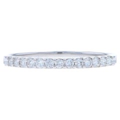 White Gold Diamond Wedding Band - 14k Round Brilliant .50ctw Stackable Ring