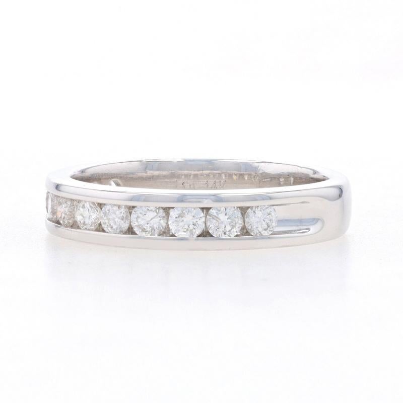 Round Cut White Gold Diamond Wedding Band - 14k Round Brilliant .60ctw Channel Set Ring For Sale