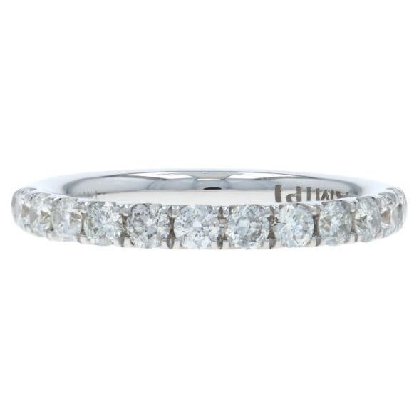 White Gold Diamond Wedding Band - 14k Round Brilliant .62ctw Ring For Sale