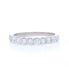 White Gold Diamond Wedding Band - 14k Round Brilliant .70ctw Ring
