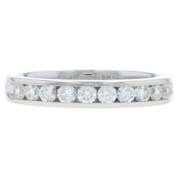 White Gold Diamond Wedding Band - 14k Round Brilliant .80ctw Channel Set Ring