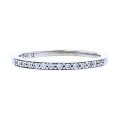 Vintage White Gold Diamond Wedding Band - 14k Round Brilliant Cut .13ctw Stackable Ring