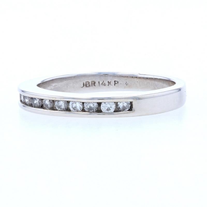 Uncut White Gold Diamond Wedding Band, 14k Round Brilliant Cut .23ctw Women's Ring For Sale