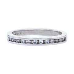 Vintage White Gold Diamond Wedding Band, 14k Round Brilliant Cut .23ctw Women's Ring