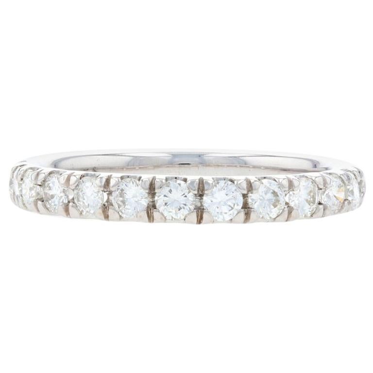White Gold Diamond Wedding Band, 14k Round Brilliant Cut .61 Carat Women's Ring