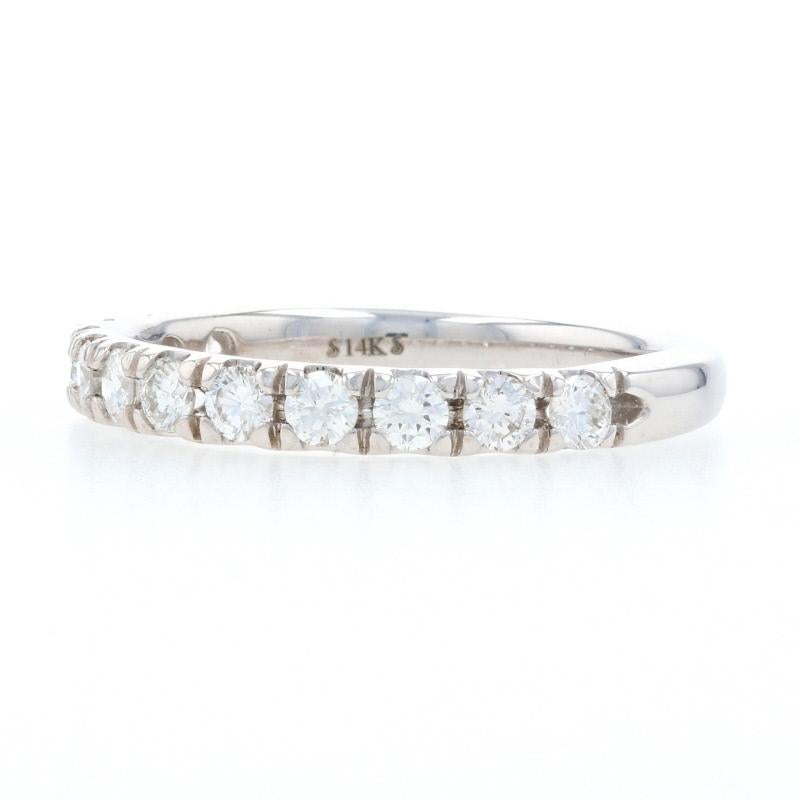 Round Cut White Gold Diamond Wedding Band, 14k Round Brilliant Cut .61 Carat Women's Ring