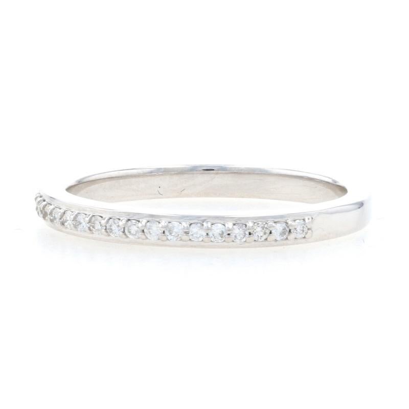 White Gold Diamond Wedding Band - 14k Round Brilliant Stackable Ring In Excellent Condition For Sale In Greensboro, NC