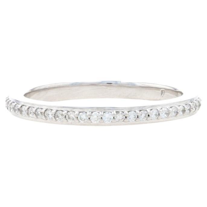 Alliance en or blanc avec diamant - Bague empilable en or blanc 14k avec diamant rond et brillant