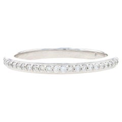 Alliance en or blanc avec diamant - Bague empilable en or blanc 14k avec diamant rond et brillant