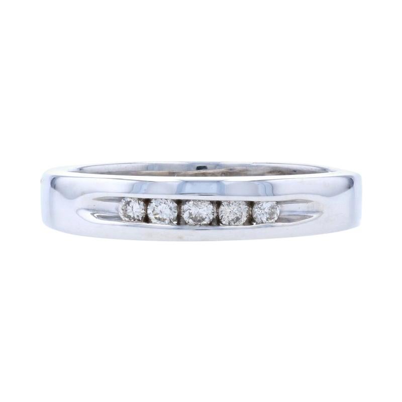 White Gold Diamond Wedding Band, 14k Round Cut .14ctw Channel Set Ring