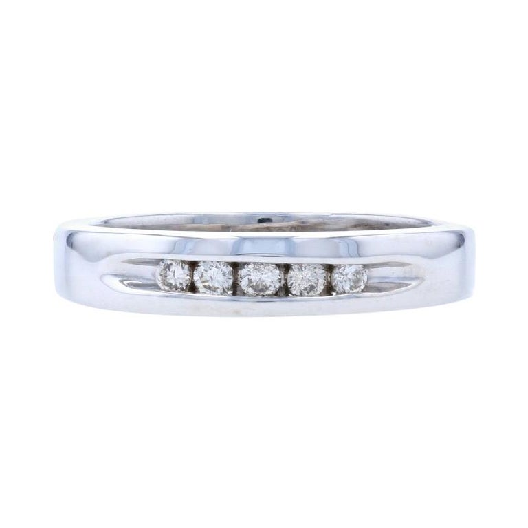 White Gold Diamond Wedding Band, 14k Round Cut .14ctw Channel Set Ring ...