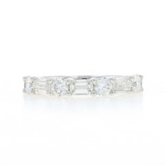 White Gold Diamond Wedding Band - 18k Emerald 1.04ctw Ring